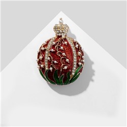 Брошь «Гранат», с короной, чёрно-белая в золоте