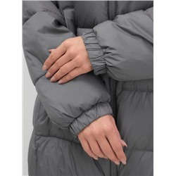 Куртка женская зимняя на резинке большого размера темно-серого цвета 7619TC