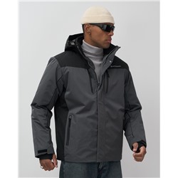 Горнолыжная куртка мужская зимняя темно-серого цвета 7611TC