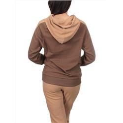 NO01 BEIGE/BROWN Костюм спортивный женский (хлопок 90%, полиэстер 10%)