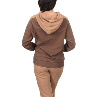 NO01 BEIGE/BROWN Костюм спортивный женский (хлопок 90%, полиэстер 10%)