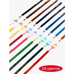 Карандаши цветные Гамма "Мультики", 18цв., трехгранные, заточен., картон. упак., европодвес