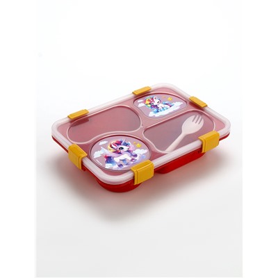 Ланч - бокс с 4 секциями «Единорог», 23×17×5.5 см, розовый