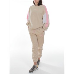 3160/3161 BEIGE/PINK Костюм спортивный женский (95% хлопок, 5% эластан)