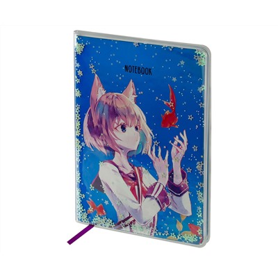 Записная книжка А5 80л., ЛАЙТ, кожзам, MESHU "Magic world", съемная пластиковая обложка, глиттер, голография, блок в линию