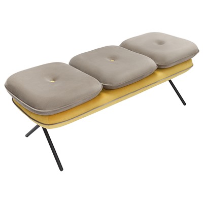 Банкетка Pea, велюр, бежевая/желтая