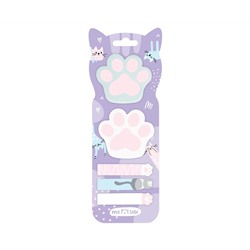 Флажки-закладки и самоклеящиеся блоки в наборе MESHU "Paws", 20л., европодвес