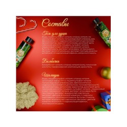 Новогодний подарочный набор косметики SB BEAUTY, шампунь, гель для душа, бомбочка, мочалка, с ароматом мандарина