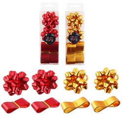 Набор для упаковки 4 предмета (бант 63мм (2шт), лента декоративная 28мм 3м (2шт) КОКОС 242666/12/Китай