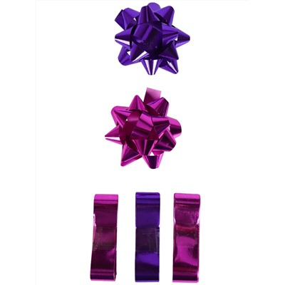 Набор для оформления подарков Яркий микс 2 банта+3 ленты 15мм*1,5м Миленд БЛ-0378/24/Россия