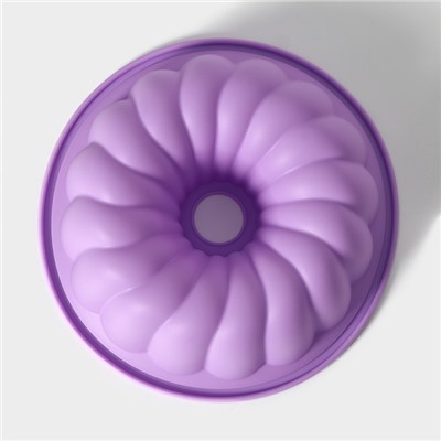 Форма для выпечки Доляна «Немецкий кекс. Завиток», силикон, d=20 см, внутренний d=18.5 см, цвет сиреневый