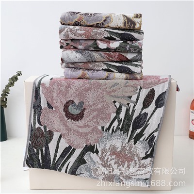 Gaoyang towel Korean lily jacquard four-layer cotton gauze large square towel wipe hands towel kitchen towel factory price wholesale