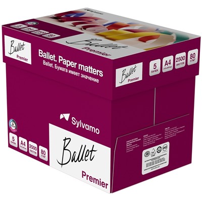 Бумага офисная А4, 80 г/м2, 500 л., марка А, BALLET PREMIER, ColorLok, Россия, 162% (CIE)