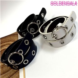 Ремень женский 2х110 см Р 11 черный Пряжка серебро