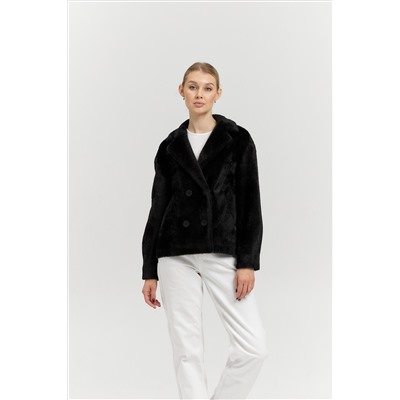 Пальто женское демисезонное 24108 (черный/тедди)