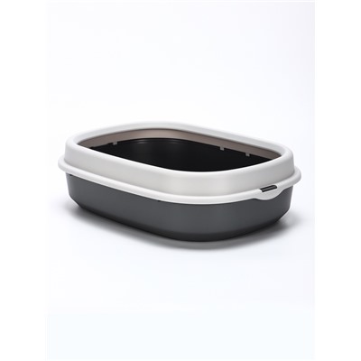 Лоток для кошек Фур-Мур 48×35,5 см с бортом + совок, Soft-touch. смокки