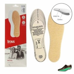 1672012 Стельки зимние Braus, шерстяные, с латексом, универсальные, р.35-46