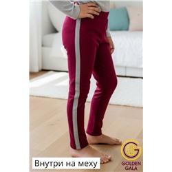 Брюки для девочек теплые на меху (цвет малиново-бордовый)