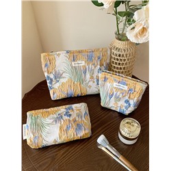 Cosmetic bag, capacious handheld liner, storage bag, flowered