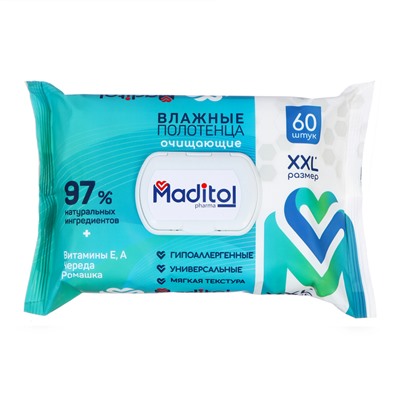 Влажные полотенца Maditol, 60 шт.