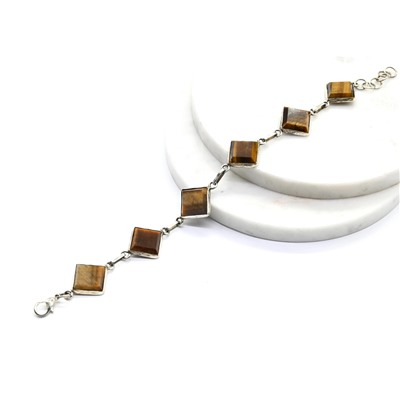 Браслет тигровый глаз "Ромб", 19 см.