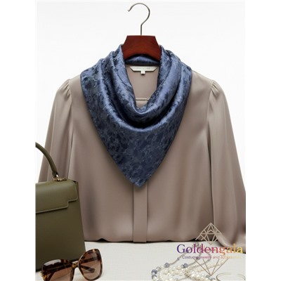 Платок однотонный из натурального шелка синий Арт В1051/02