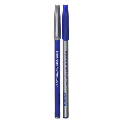 Ручка шариковая ErichKrause Neo Stick Metallic, узел 0.7 мм, чернила синие, длина линии письма 2000 метров