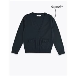 Girls’ Pure Cotton Bow Pocket School Cardigan (3-18 Yrs)