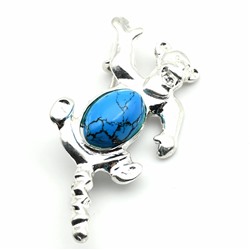 Брошь с бирюзой имитация Тигр 22*37мм, 5,1г