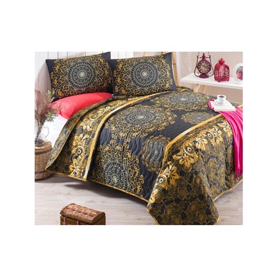 1 сп. Стеганое Покрывало Двустороннее 160x220 см. с Наволочкой 50x70 см. Şehri-Ala Gold