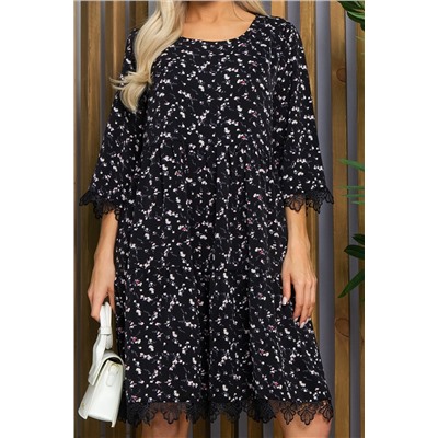 Платье Сибирские кружева (черно-бежевое) П13402-18М