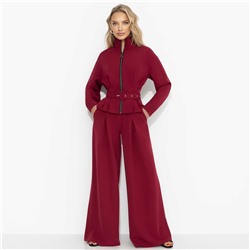 Брючный костюм спорт-шик, Так выглядит уверенность (бордо, 2 в 1, с поясом)