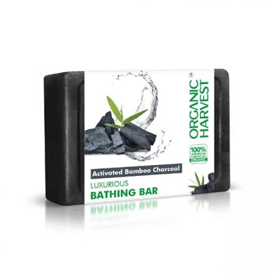 Мыло для ванной Активированный бамбуковый уголь (125 г), Activated Bamboo Charcoal Luxurious Bathing Bar, произв. Organic Harvest
