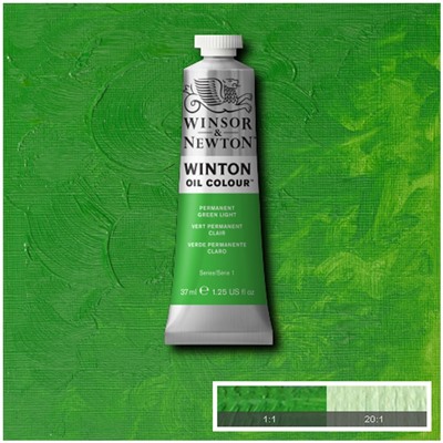 Краска масляная художественная Winsor&Newton "Winton", 37мл, туба, светло-зеленый перманентный
