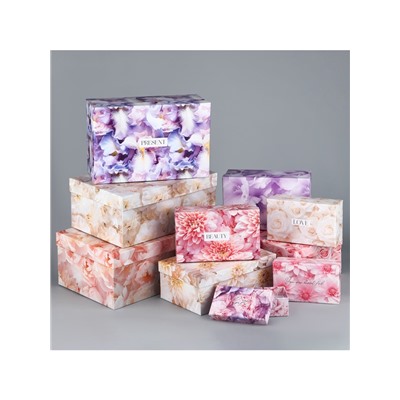 Набор коробок 10 в 1, упаковка подарочная, «Цветы», 12×7×4 - 32.5×20×12.5 см