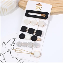 Набор заколок для волос 6 шт. Цвета: Черный/Белый