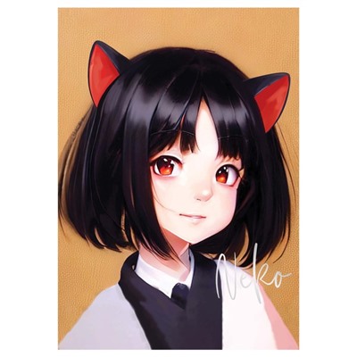 Тетрадь А5, 40 листов в клетку, MESHU Neko, обложка мелованный картон, МИКС