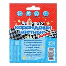 Карандаши Calligrata «Машинка», 12 цветов, МИНИ, корпус деревянный, треугольный