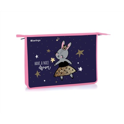 Папка для тетрадей 1 отделение, А4 Berlingo "Bunny dream", 340*245*40мм, пластик, на молнии