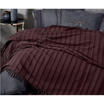 Жаккардовое Покрывало 220х240 см ЕВРО 2 сп. Riva Mürdüm Çift Pike - EcoCotton