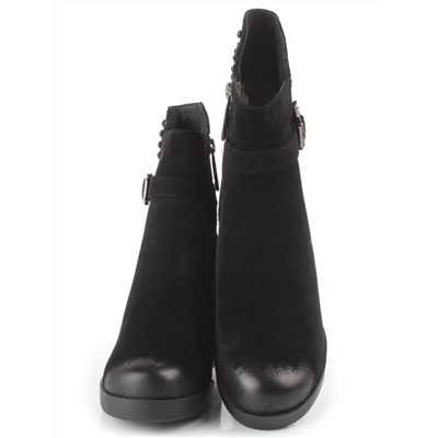 XR164-1 BLACK Ботильоны зимние женские (натуральная замша, натуральный мех)