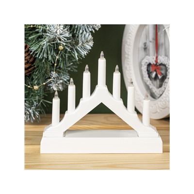 Светодиодная фигура «Белая рождественская горка», пластик, батарейки ААх2 (не в комплекте), свечение тёплое белое