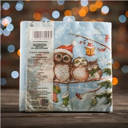 Салфетки новогодние бумажные «Совята», 2 слоя, 33×33 см, 20 шт.