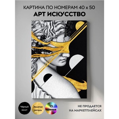 Картина по номерам с поталью 40х50 "АРТ ИСКУССТВО" (12 цветов, чёрный холст)