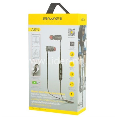 Наушники MP3/MP4 AWEI (AK5) Bluetooth вакуумные черная