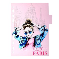 Разделитель листов A5 (175×210 мм) цветовой, 5 листов, "deVENTE. Emmy in Paris" полипропилен 140 мкм, тонированные с рисунком, индивидуальная упаковка