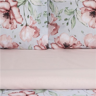 Постельное бельё Этель 2 сп Flowers 175х215см,200х220см,50х70см-2 шт, поплин,125 г/м2