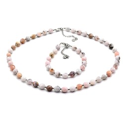 Бусы и браслет из Опала розового граненые 7*8мм, 44см, 19см