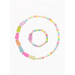 Набор детский «Выбражулька» 2 предмета: бусы, браслет, мармеладные мишки, d=5 см. цветной