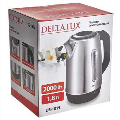 Чайник электрический 2000 Вт, 1,8 л DELTA LUX DE-1015 черный